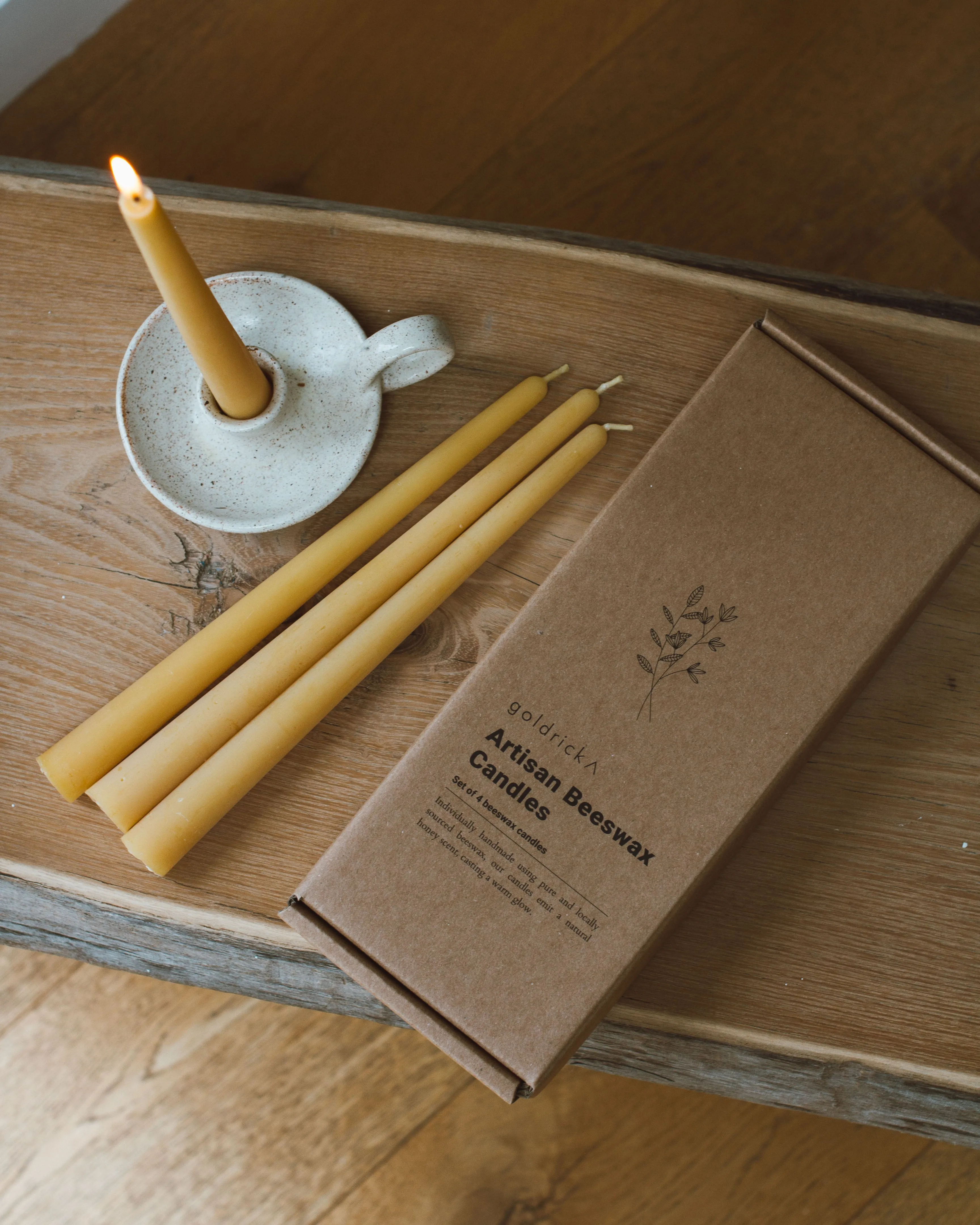 Artisan Beeswax Dinner Candles | Set of 4