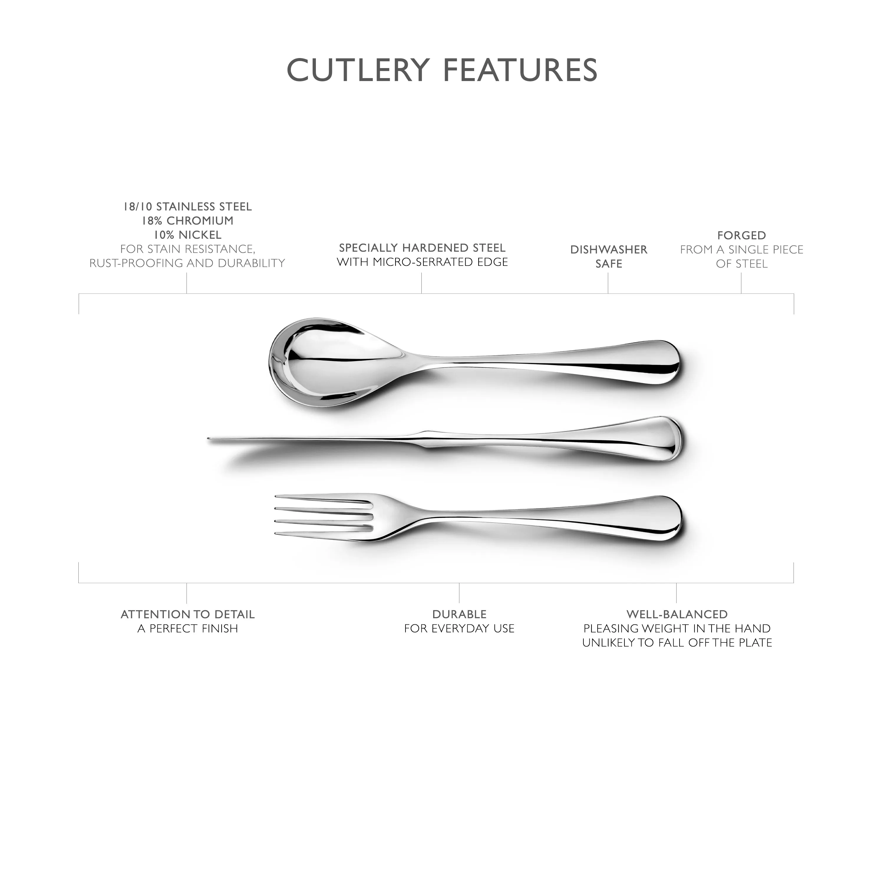 Ashbury Bright Cutlery Set, 24 Piece for 6 People