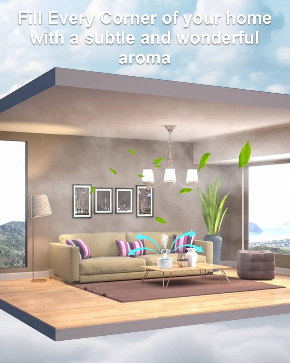 AuraliBrite Rain Umbrella Humidifier & Aroma Diffuser with Soothing Rain Sounds, Water Drip Effect, 7 Colors Mood Light, Timer and Auto-Off, Ideal for Relaxation, Sleep, Home, Bedroom, Desk