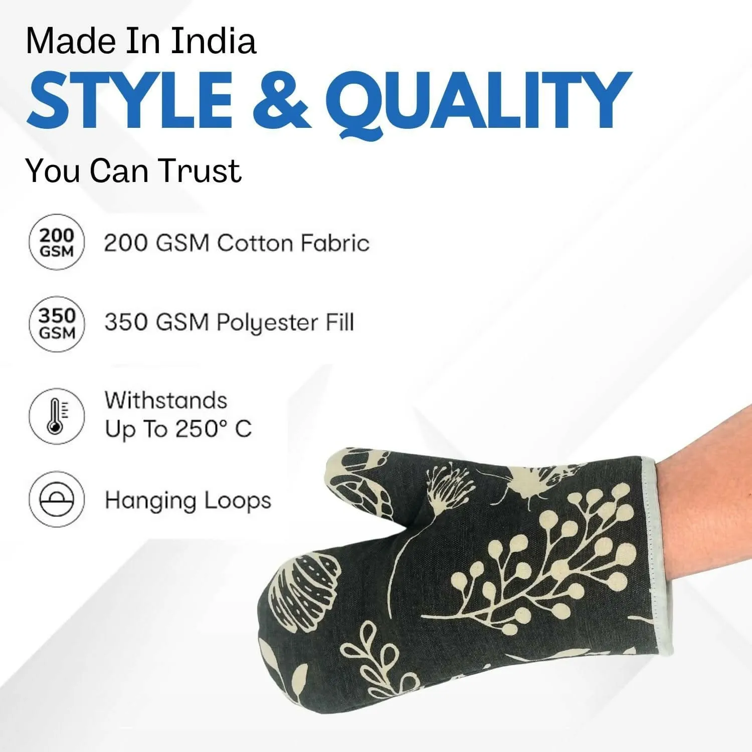 Baking Oven Gloves – 1 Piece, Assorted Colors & Design
