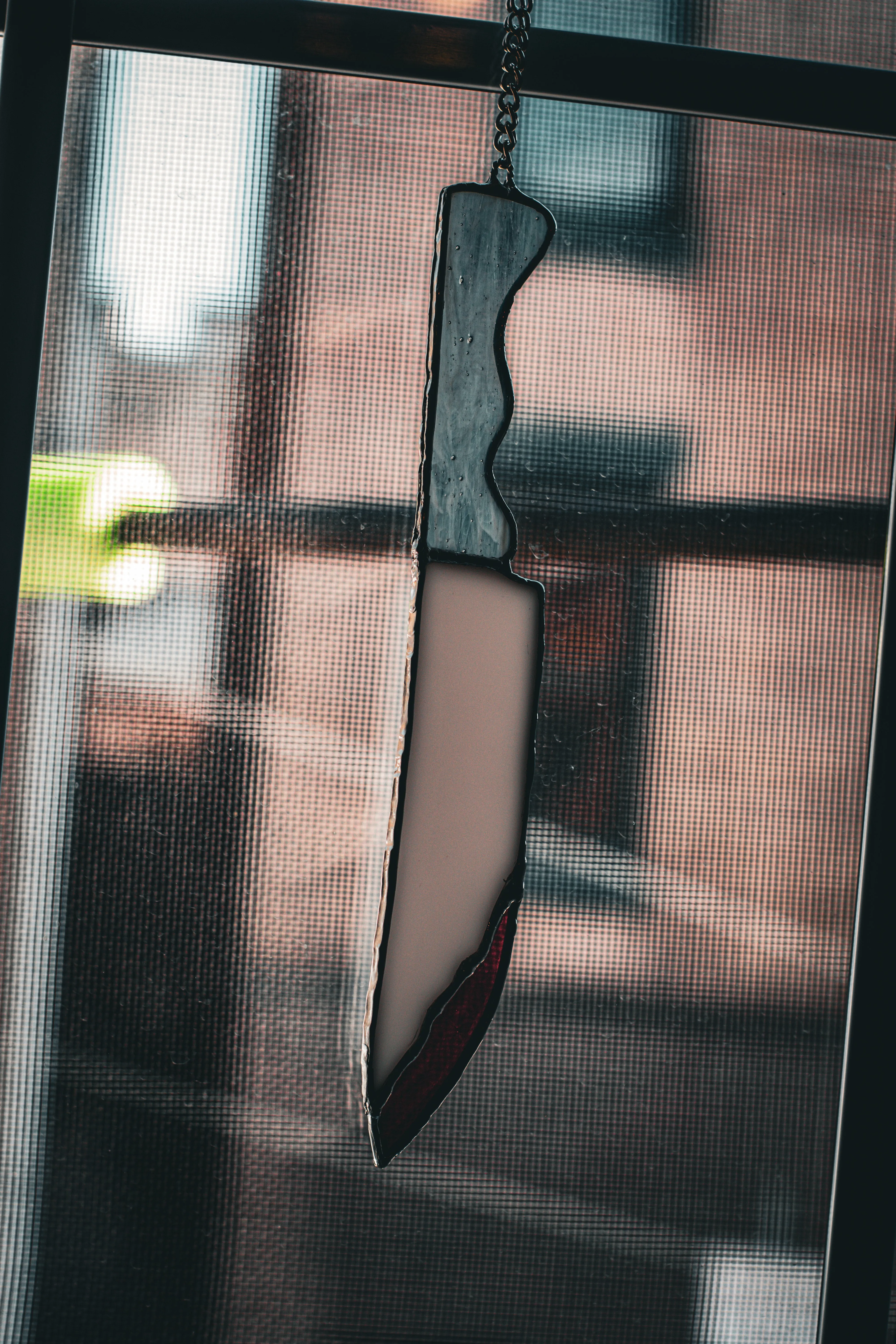 Bloody Knife HANGING STAINED GLASS