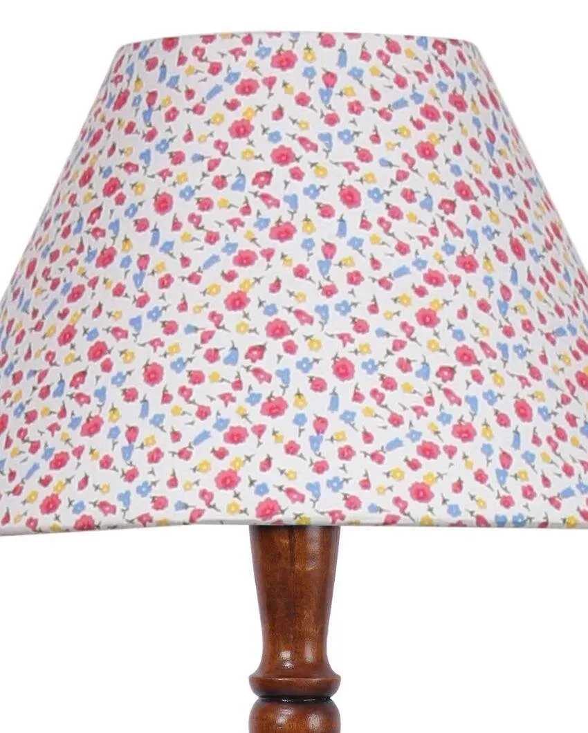 Blooms Cotton Conical Wooden Floor Lamp | 12 X 55 inches