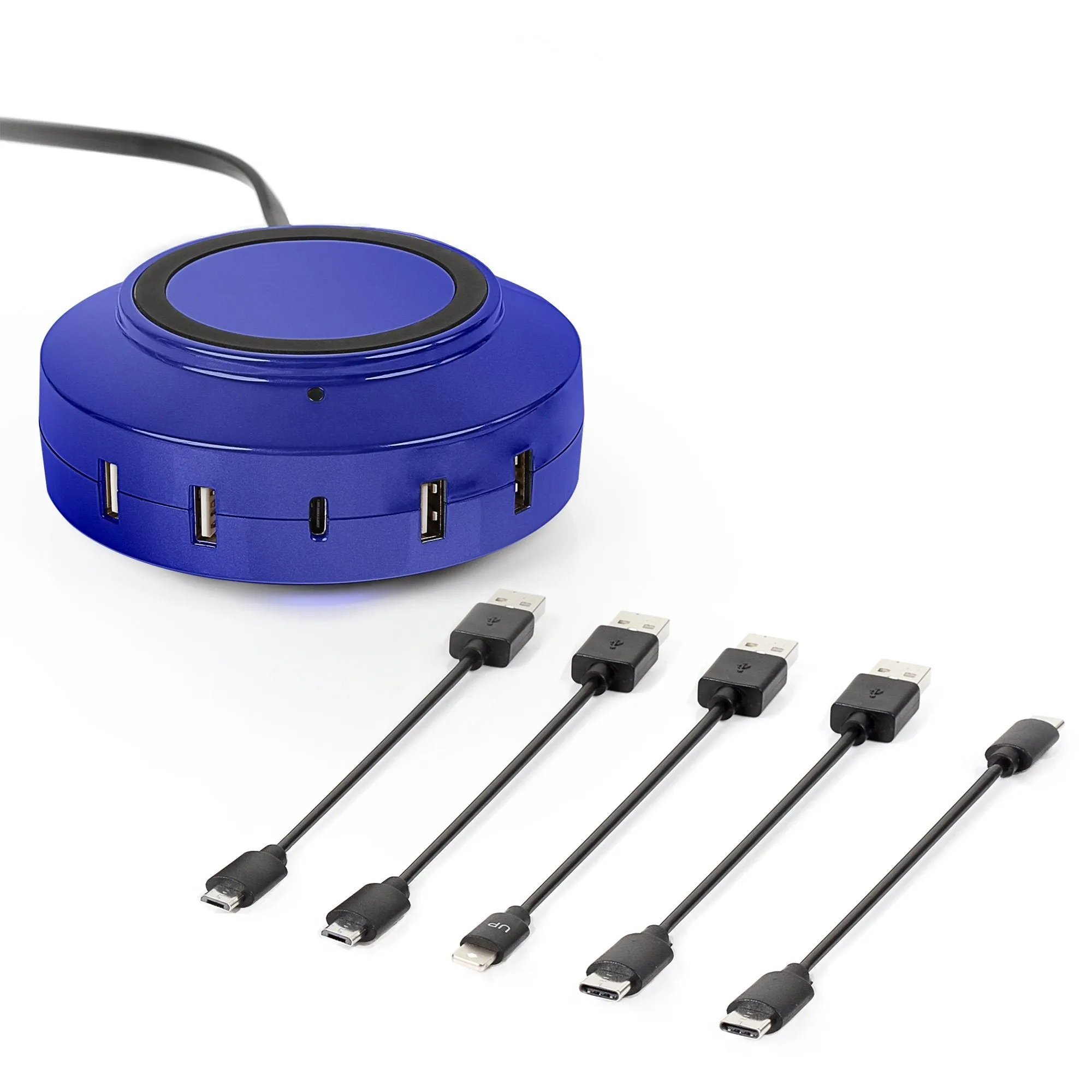 ChargeHub X5 Elite 3005 Bundle – 5 Port USB Charger with Wireless, Type-C, USB   5 USB Cables