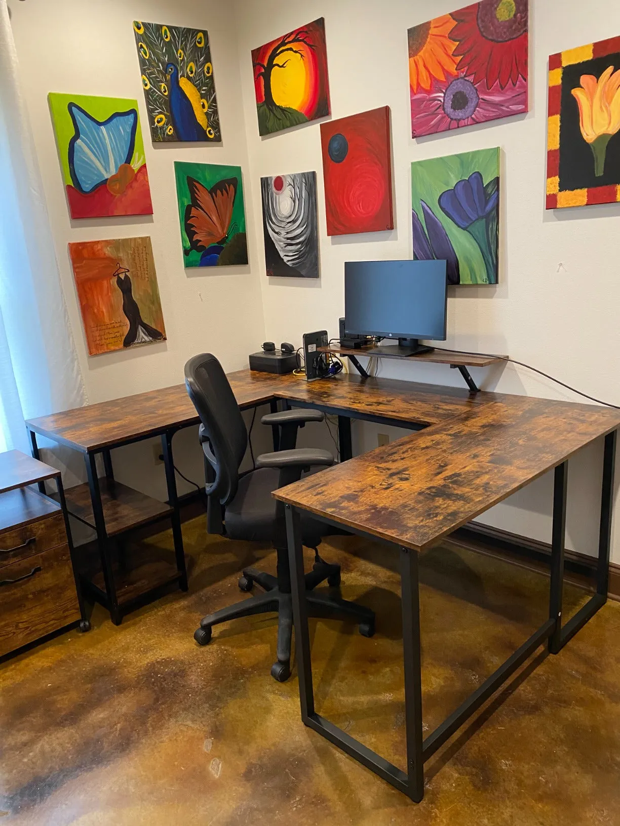 Computer Desk with Monitor Stand | L-Shape Desk | Corner Desk