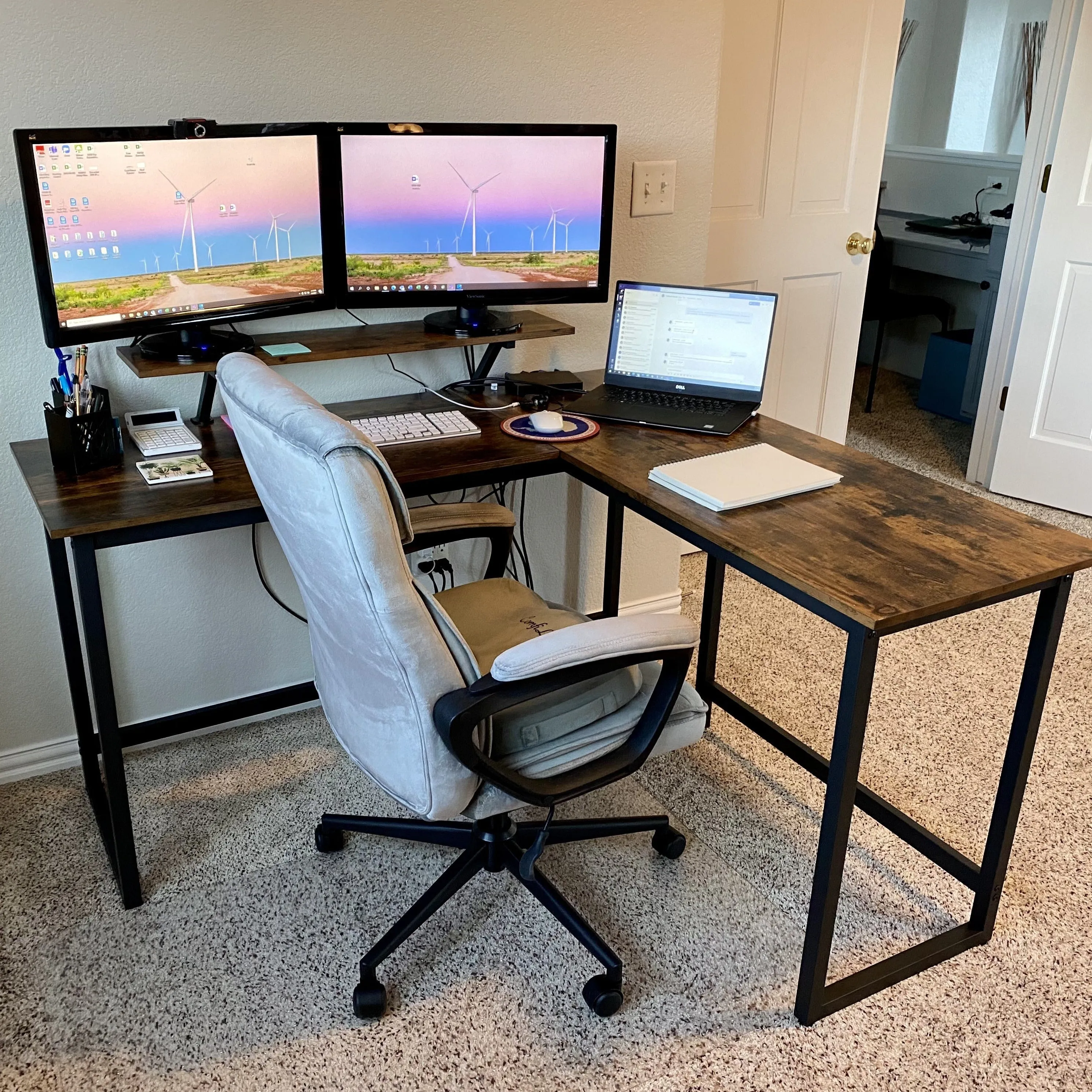 Computer Desk with Monitor Stand | L-Shape Desk | Corner Desk