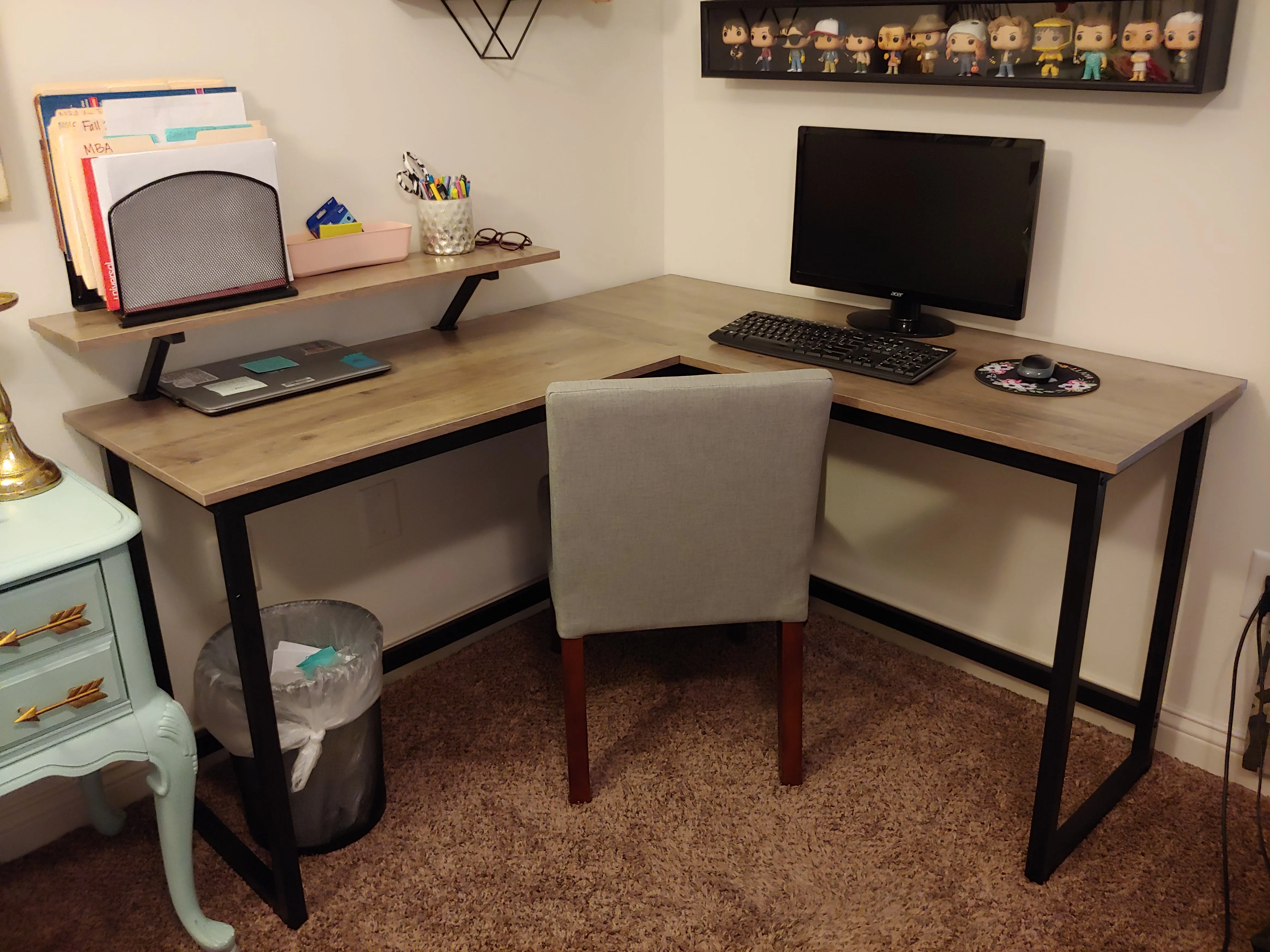 Computer Desk with Monitor Stand | L-Shape Desk | Corner Desk