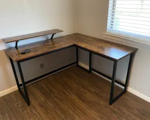 Computer Desk with Monitor Stand | L-Shape Desk | Corner Desk