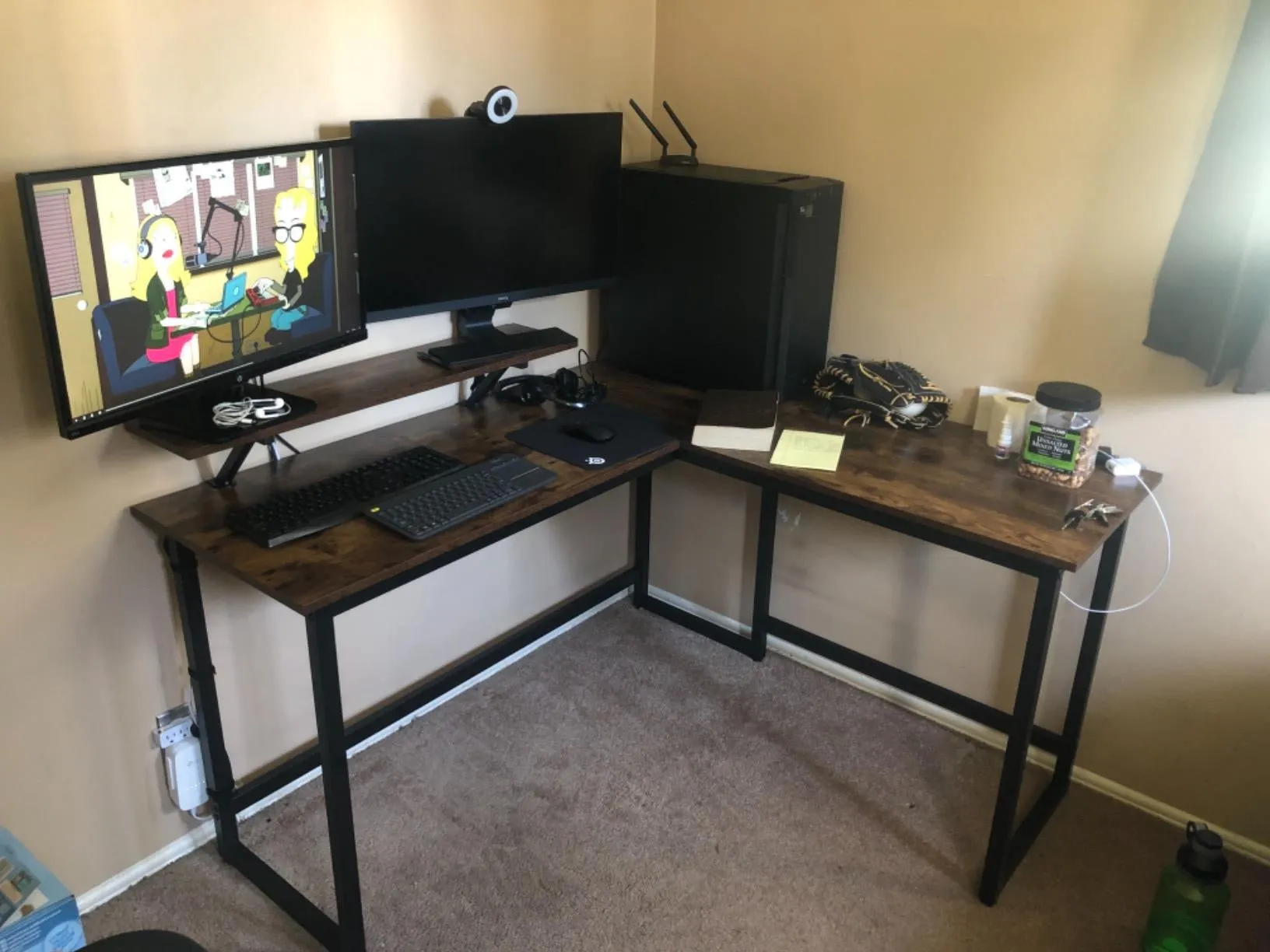 Computer Desk with Monitor Stand | L-Shape Desk | Corner Desk