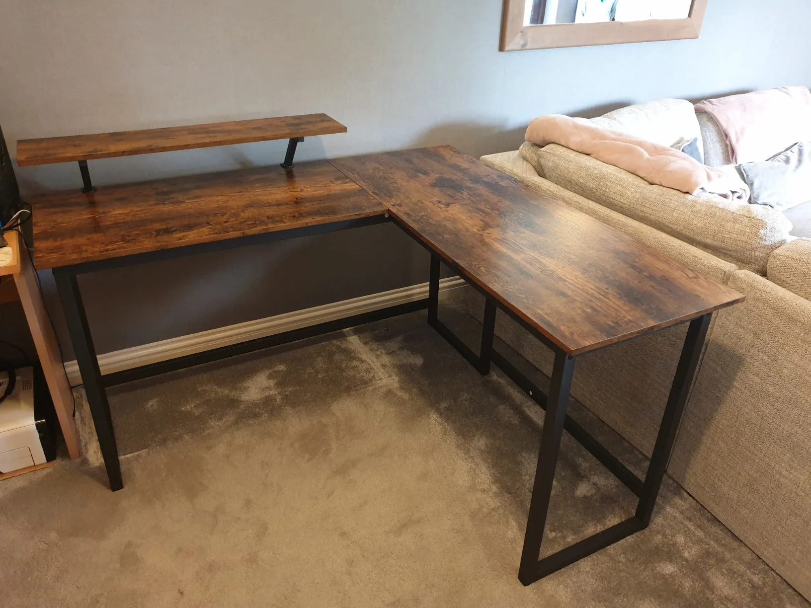 Computer Desk with Monitor Stand | L-Shape Desk | Corner Desk