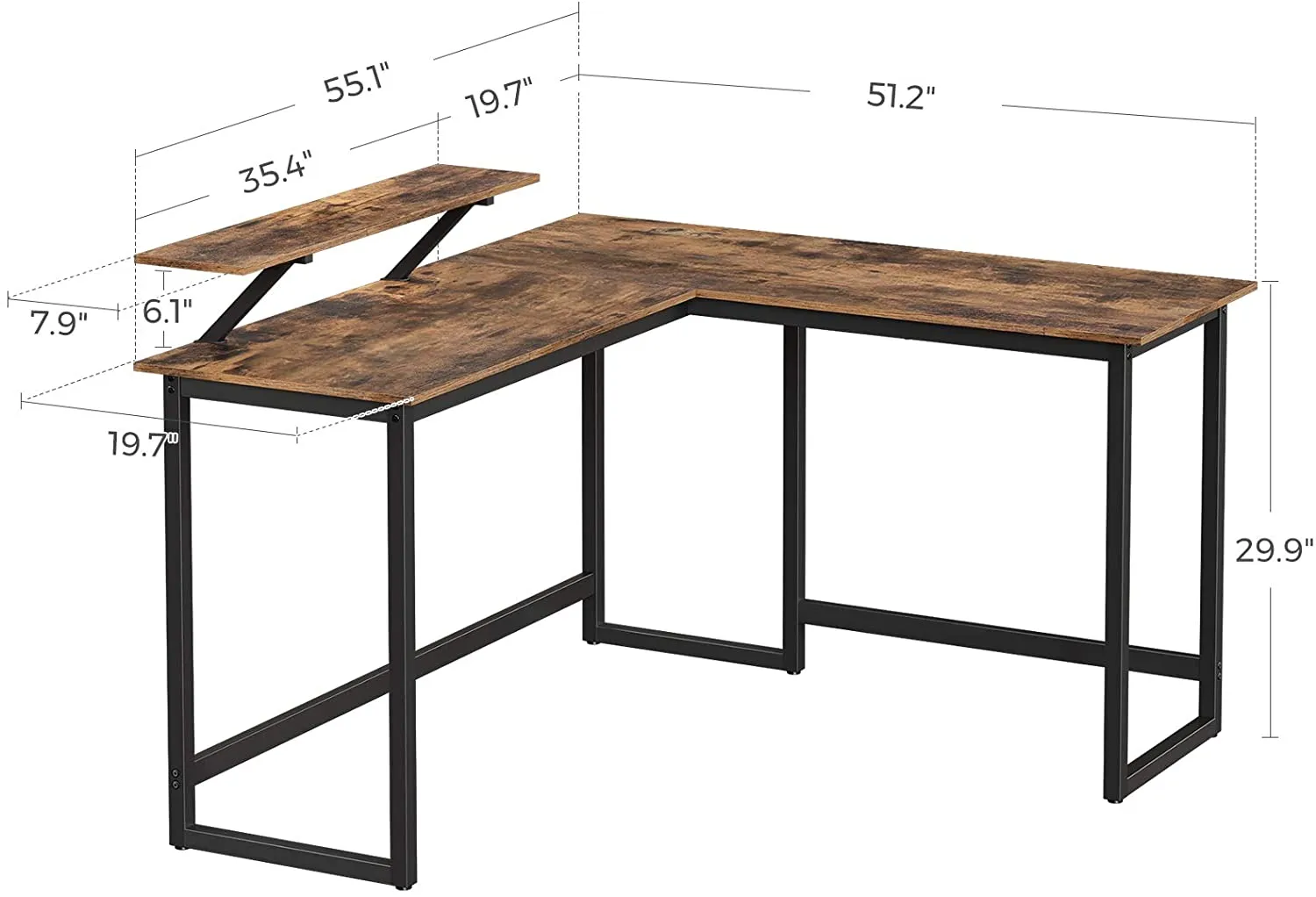 Computer Desk with Monitor Stand | L-Shape Desk | Corner Desk