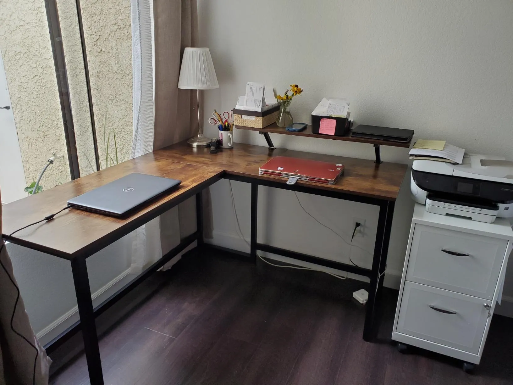 Computer Desk with Monitor Stand | L-Shape Desk | Corner Desk