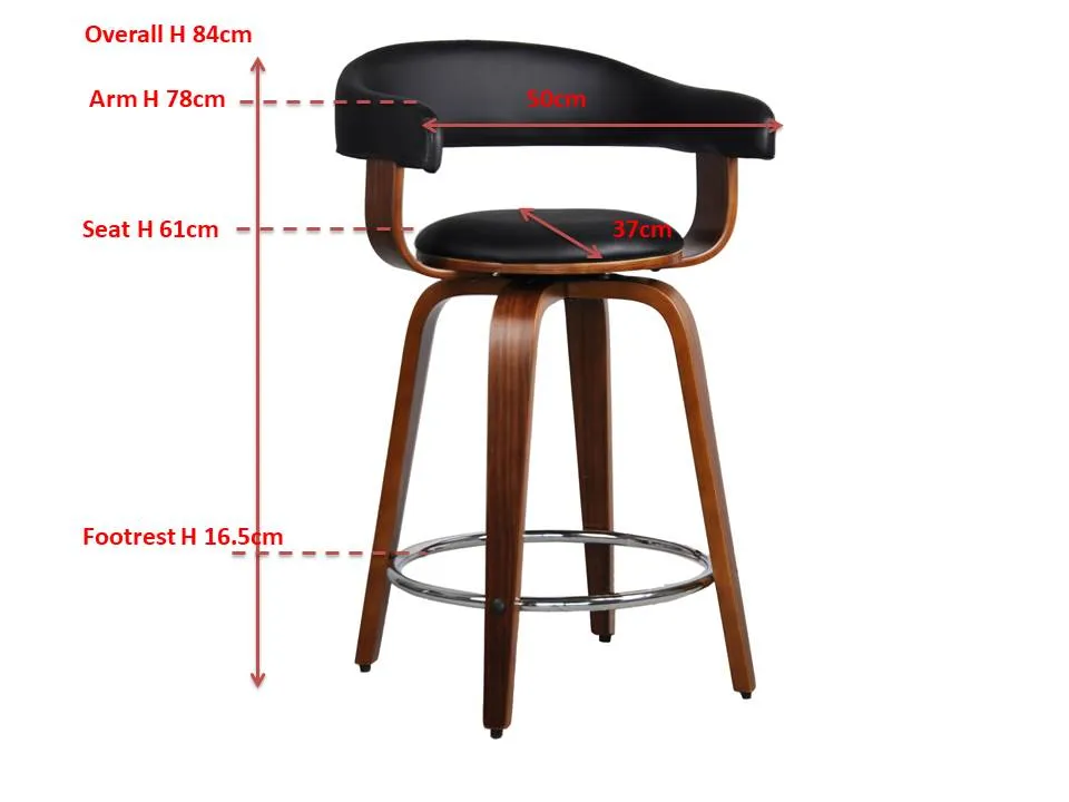 Crown Swivel Kitchen Stool/Dining/Bar Stool,Black Faux Leather Seat