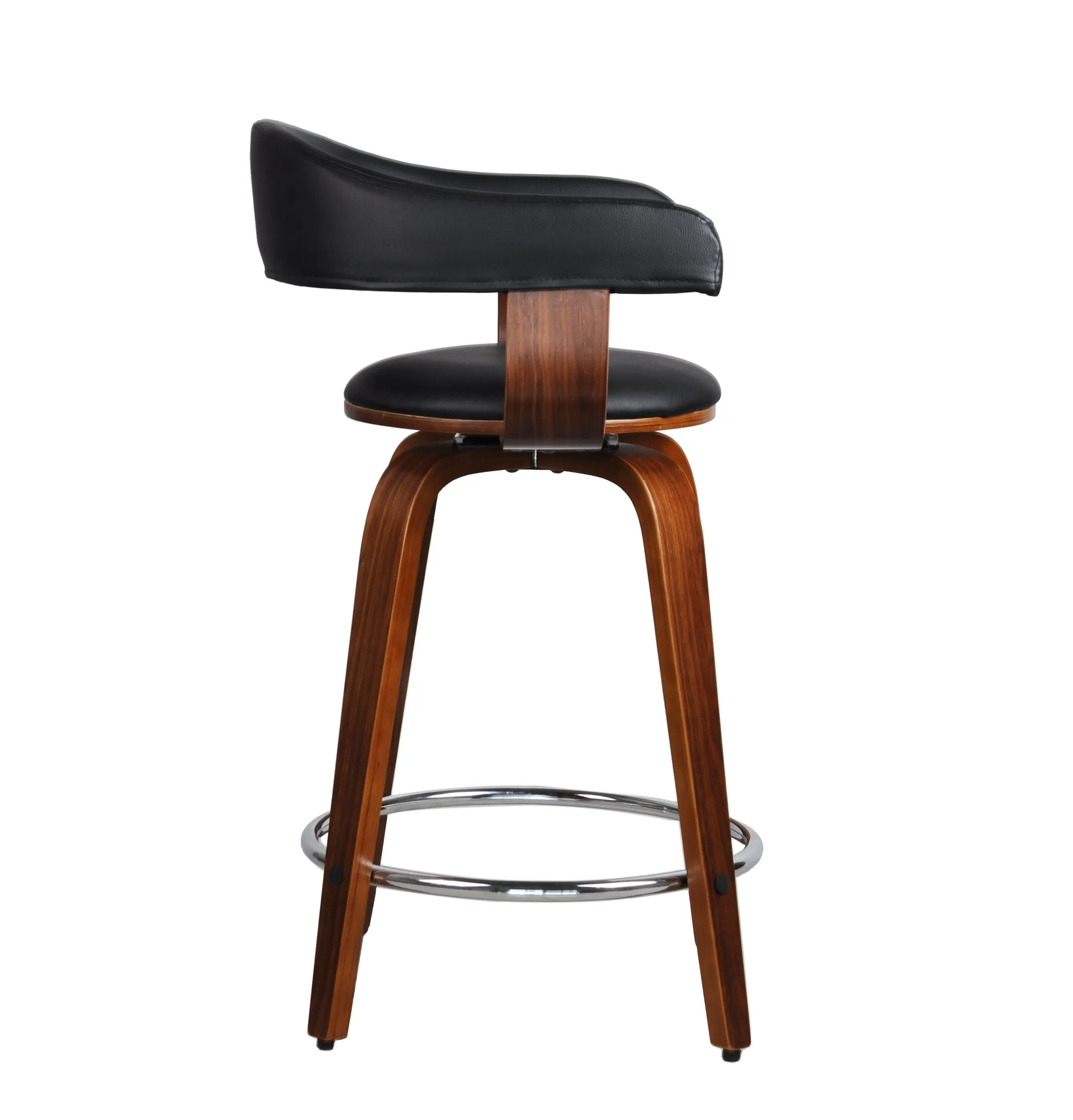 Crown Swivel Kitchen Stool/Dining/Bar Stool,Black Faux Leather Seat