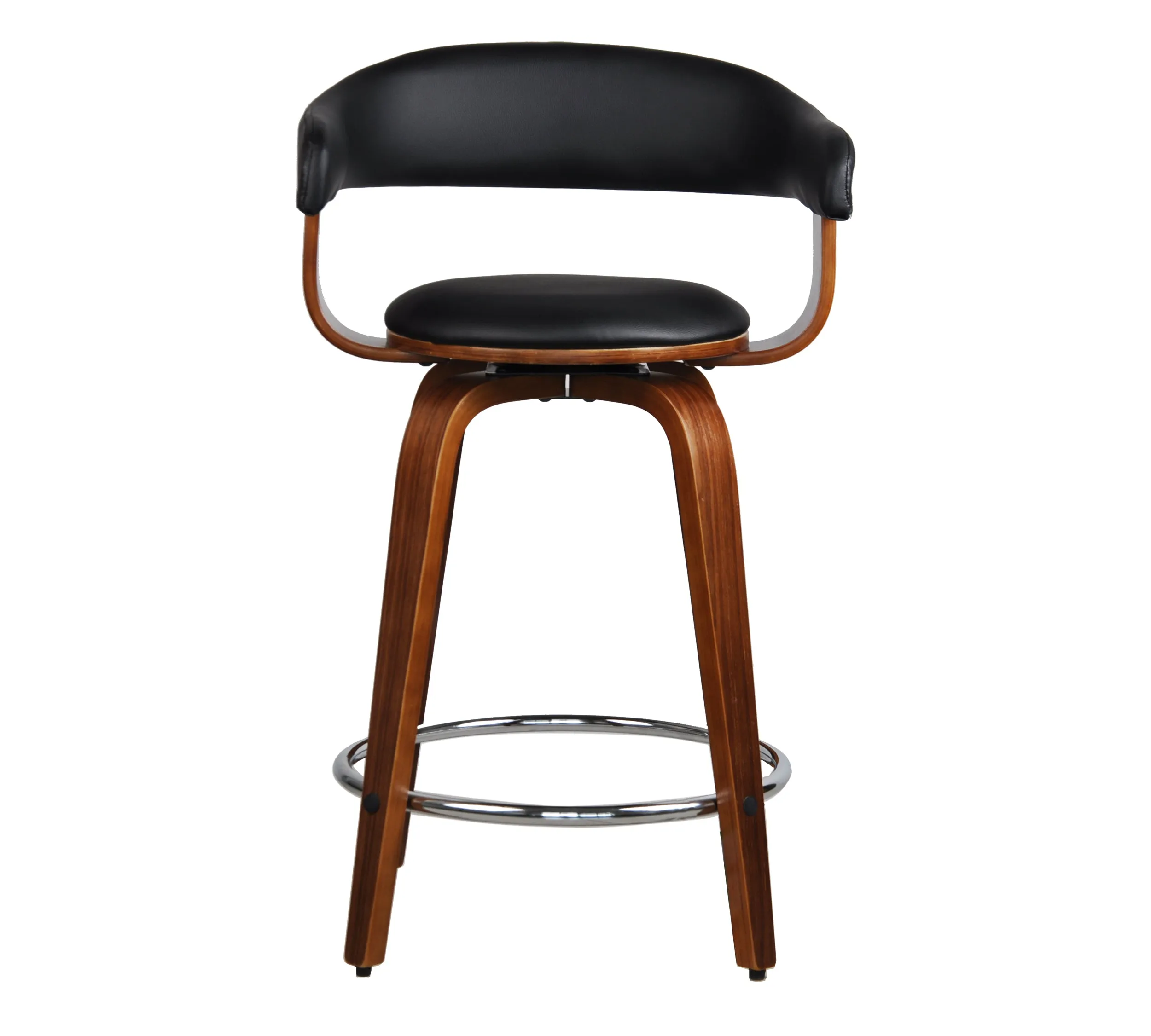 Crown Swivel Kitchen Stool/Dining/Bar Stool,Black Faux Leather Seat