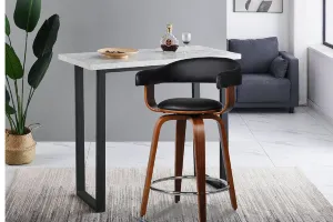 Crown Swivel Kitchen Stool/Dining/Bar Stool,Black Faux Leather Seat