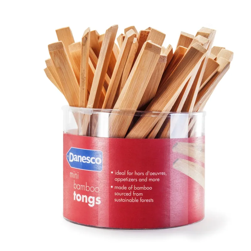 Danesco Mini Bamboo Tongs 5" 1pc