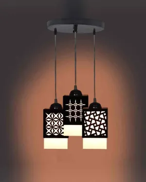 Deckey 3 Shades Wooden Pendant Hanging Ceiling Lamp | 5 x 6 x 32 inches