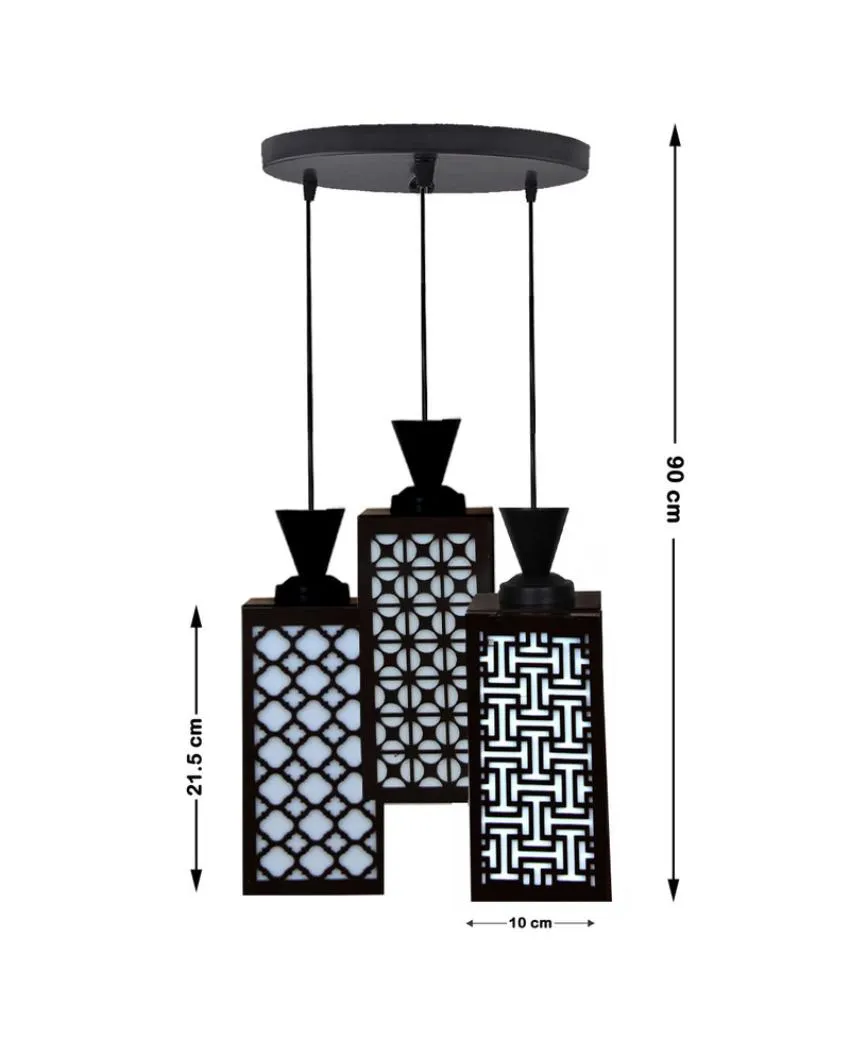Dynamic Wooden 3 Lights Pendant Foyer Ceiling Lamp | 8 x 4 x 35 inches