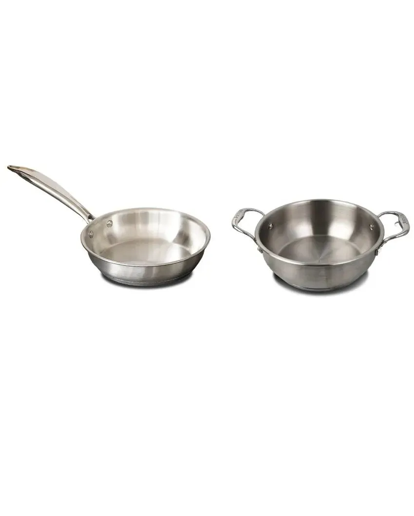 Fast Triply Stainless Steel Heating Cookware Frypan & Kadhai | Safe For All Cookware