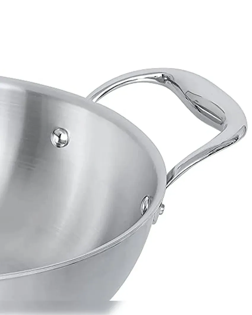 Fast Triply Stainless Steel Heating Cookware Frypan & Kadhai | Safe For All Cookware
