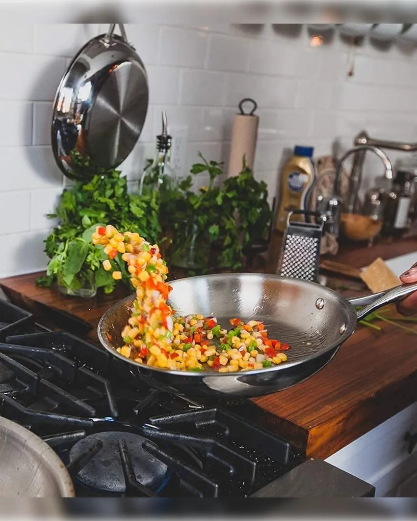Fast Triply Stainless Steel Heating Cookware Frypan & Kadhai | Safe For All Cookware