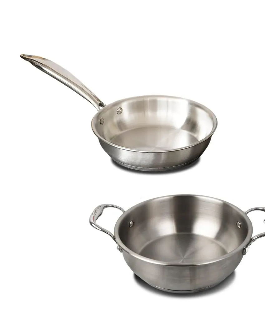 Fast Triply Stainless Steel Heating Cookware Frypan & Kadhai | Safe For All Cookware