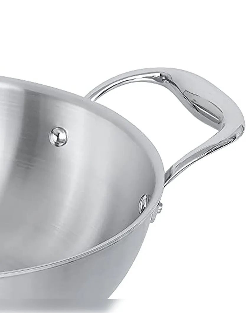 Fast Triply Stainless Steel Heating Cookware Frypan & Kadhai | Safe For All Cookware