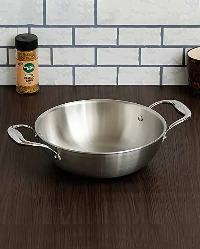 Fast Triply Stainless Steel Heating Cookware Frypan & Kadhai | Safe For All Cookware