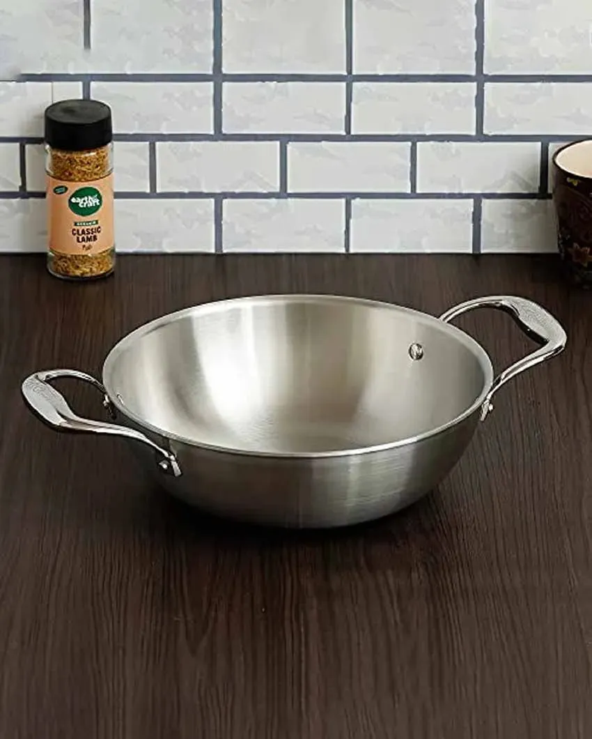 Fast Triply Stainless Steel Heating Cookware Frypan & Kadhai | Safe For All Cookware