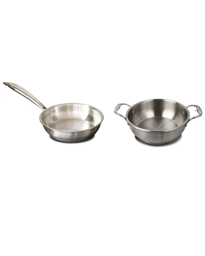 Fast Triply Stainless Steel Heating Cookware Frypan & Kadhai | Safe For All Cookware
