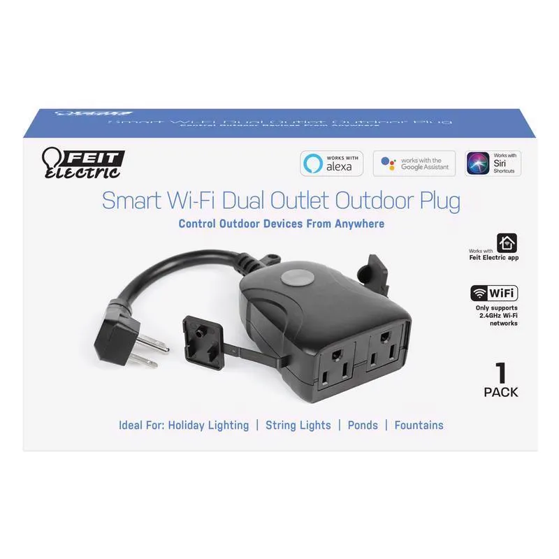Feit Smart Home Commercial and Residential PVC Smart-Enabled Dual Outlet Outdoor Plug 3R