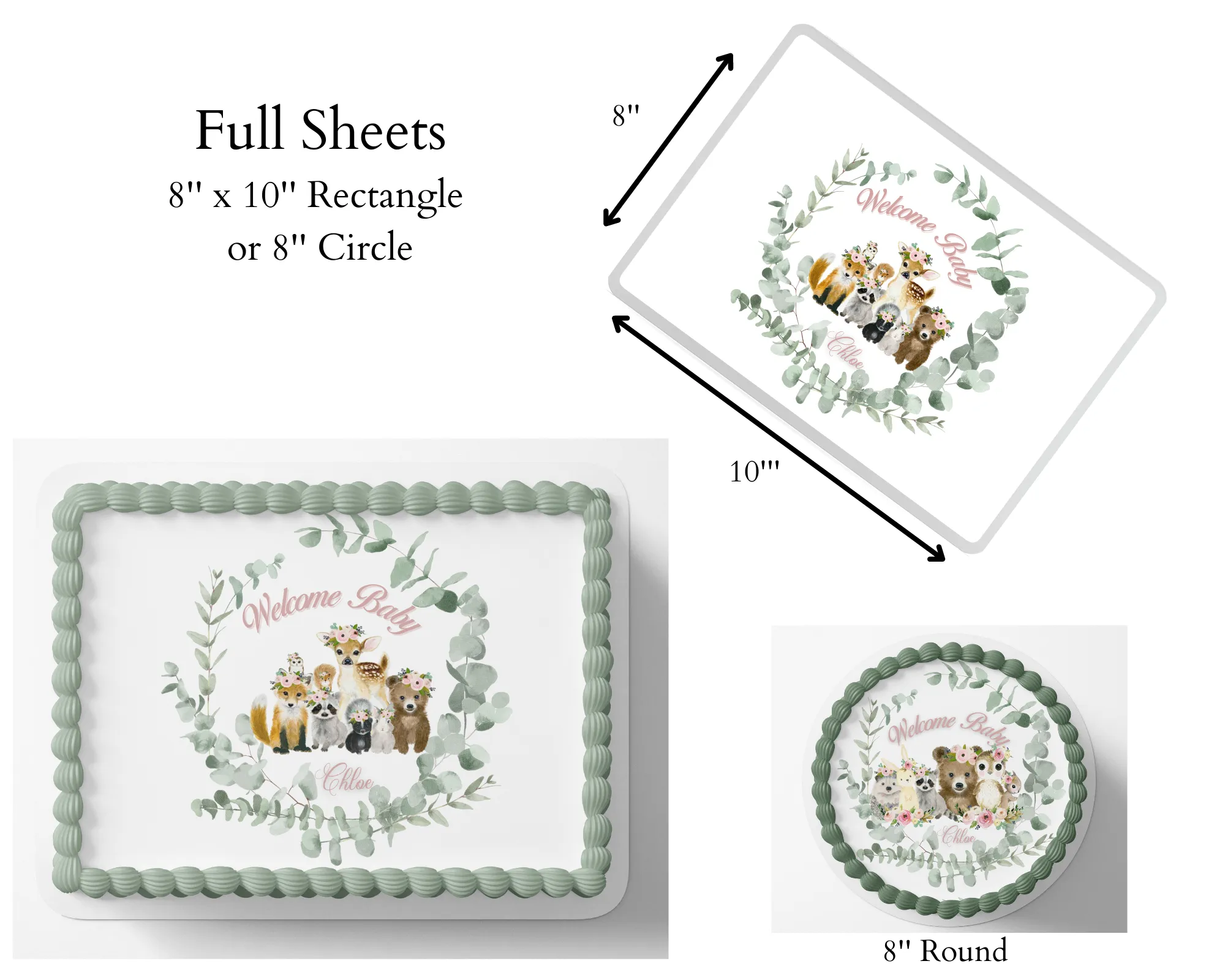 FLORAL EDIBLE IMAGE  CAKE WRAP Decorations FLORAL CAKE BABY SHOWER
