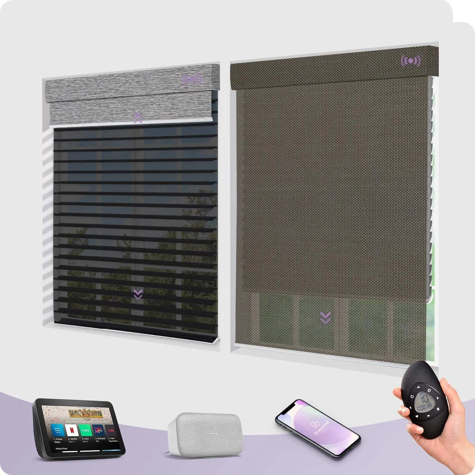 Graywind Motorized Dual Shades | Double Shangrila Shades | Customizable