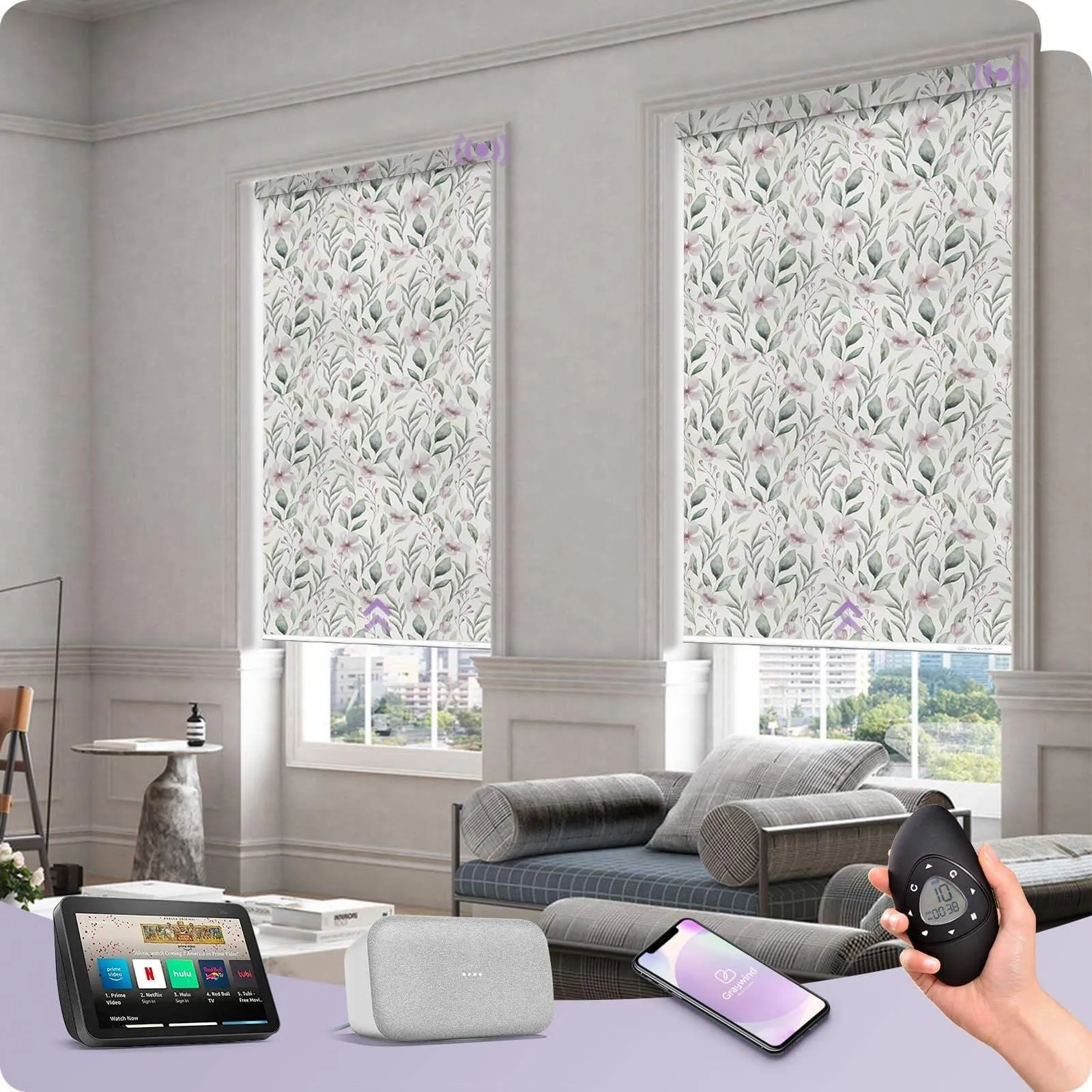 Graywind Motorized Printed Roller Shades | Customizable