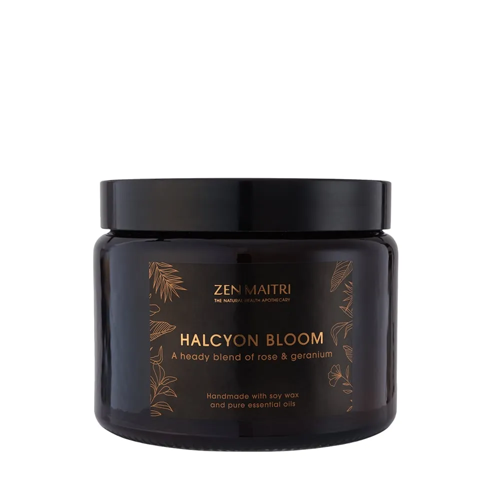 Halcyon Bloom Candle with Rose & Geranium | Soothing and Calming
