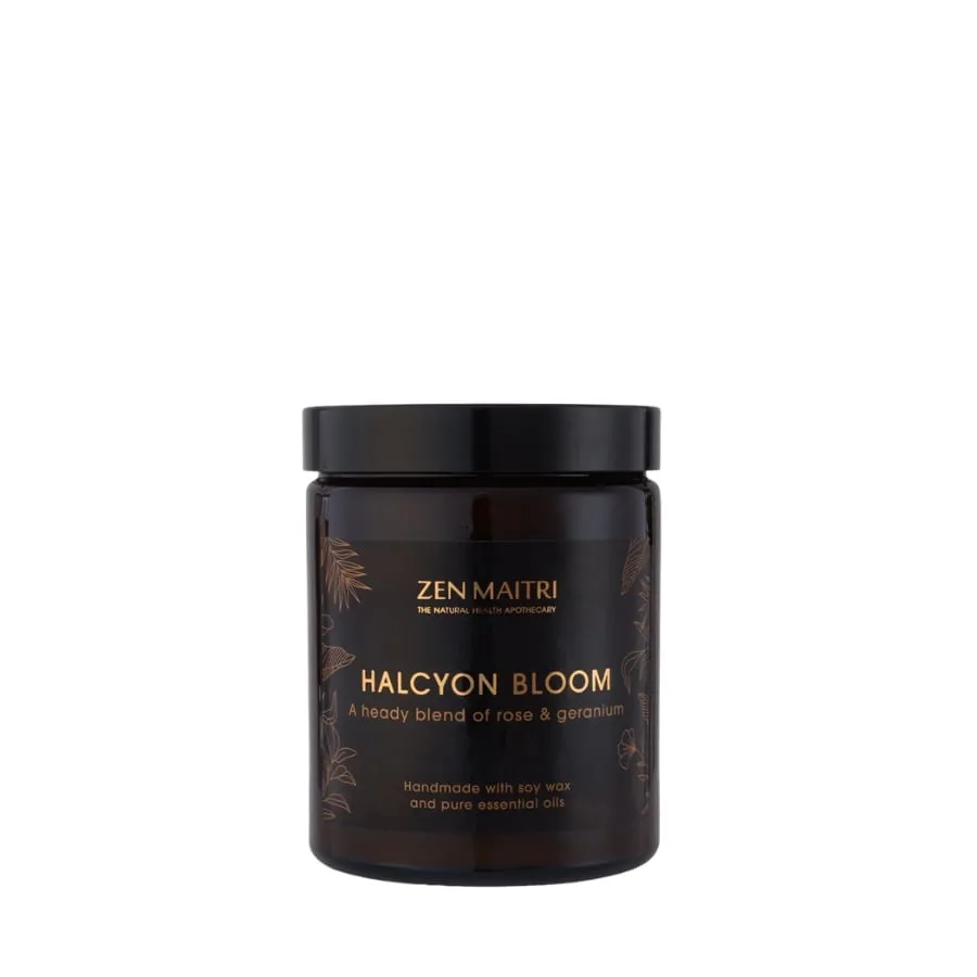 Halcyon Bloom Candle with Rose & Geranium | Soothing and Calming