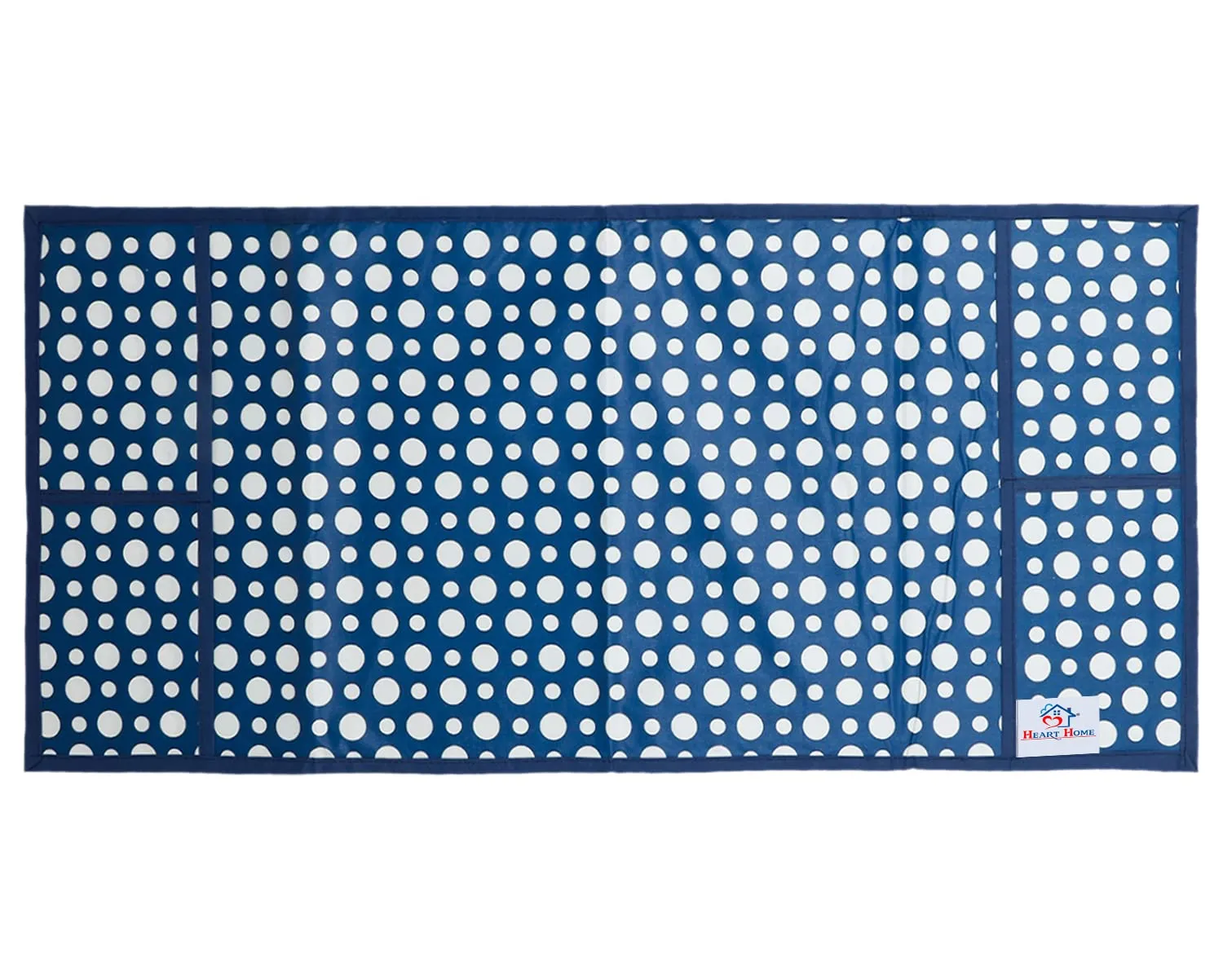 Heart Home Dot Printed PVC Microwave Oven Top Dust Oil Proof Cover, Protective Cover with 4 Utility Pockets (Blue)