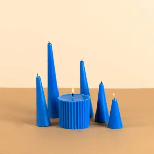 Infinity Set of 6 Cobalt Blue Candles - Aqua Amber Scented