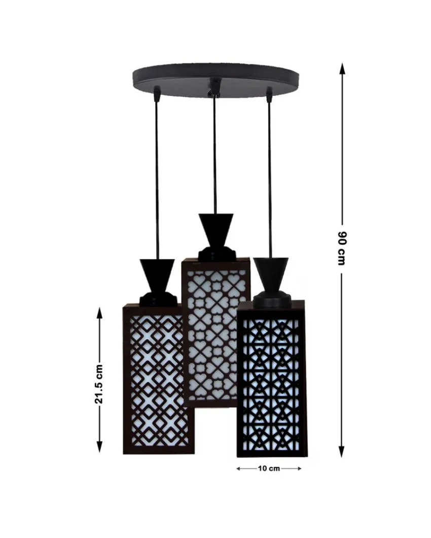 Kreat 3 Lights Wooden Premium Foyer Ceiling Lamp | 8 x 4 x 35 inches