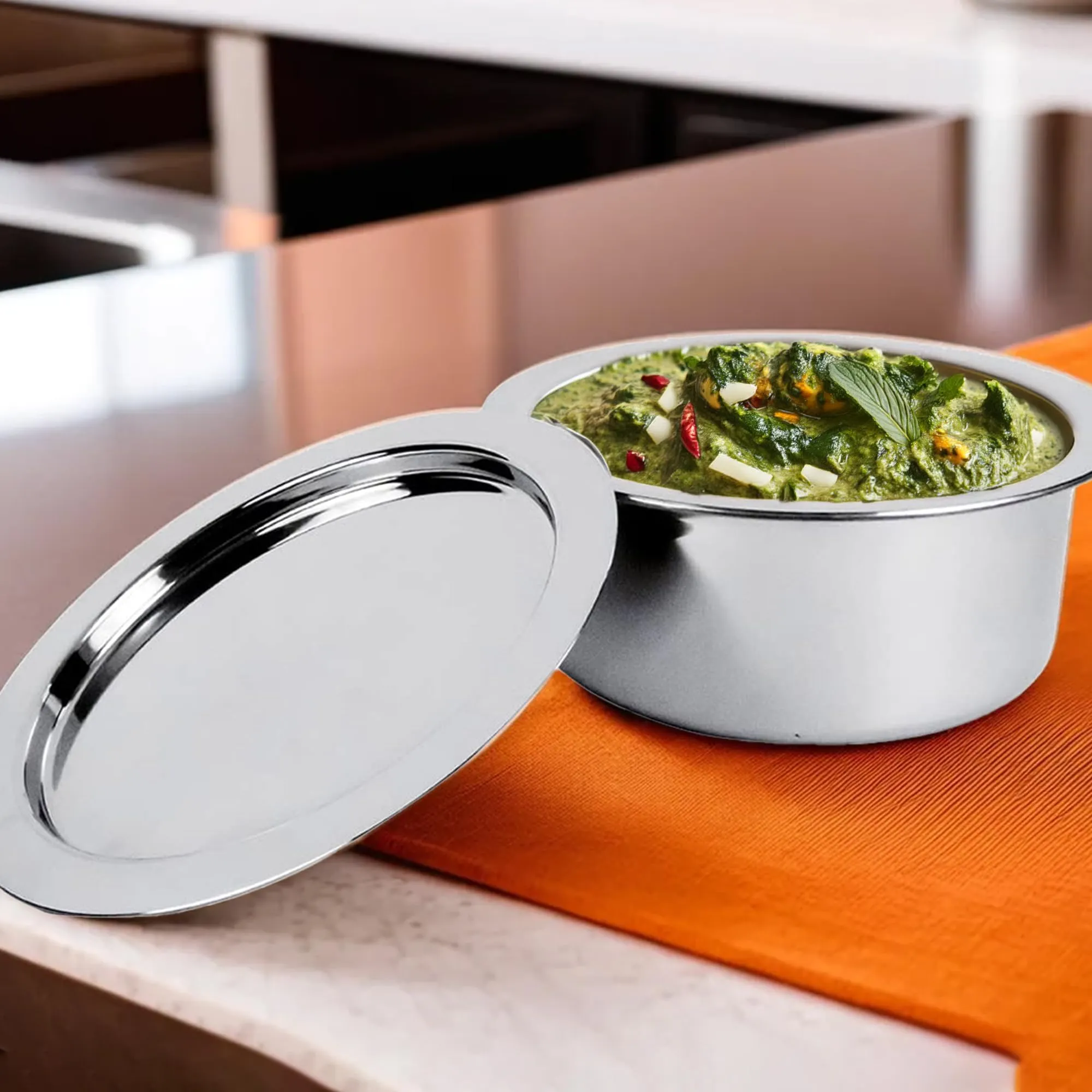 Kuber Industries 1.5L Stainless Steel Tope Set/Vessels for Cooking with Lid | Induction Safe Heavy Duty Gauge Boiling & Cooking Patila/Topiya/Bhagona Steel Utensils for Kitchen | Silver