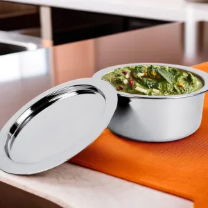 Kuber Industries 1.5L Stainless Steel Tope Set/Vessels for Cooking with Lid | Induction Safe Heavy Duty Gauge Boiling & Cooking Patila/Topiya/Bhagona Steel Utensils for Kitchen | Silver