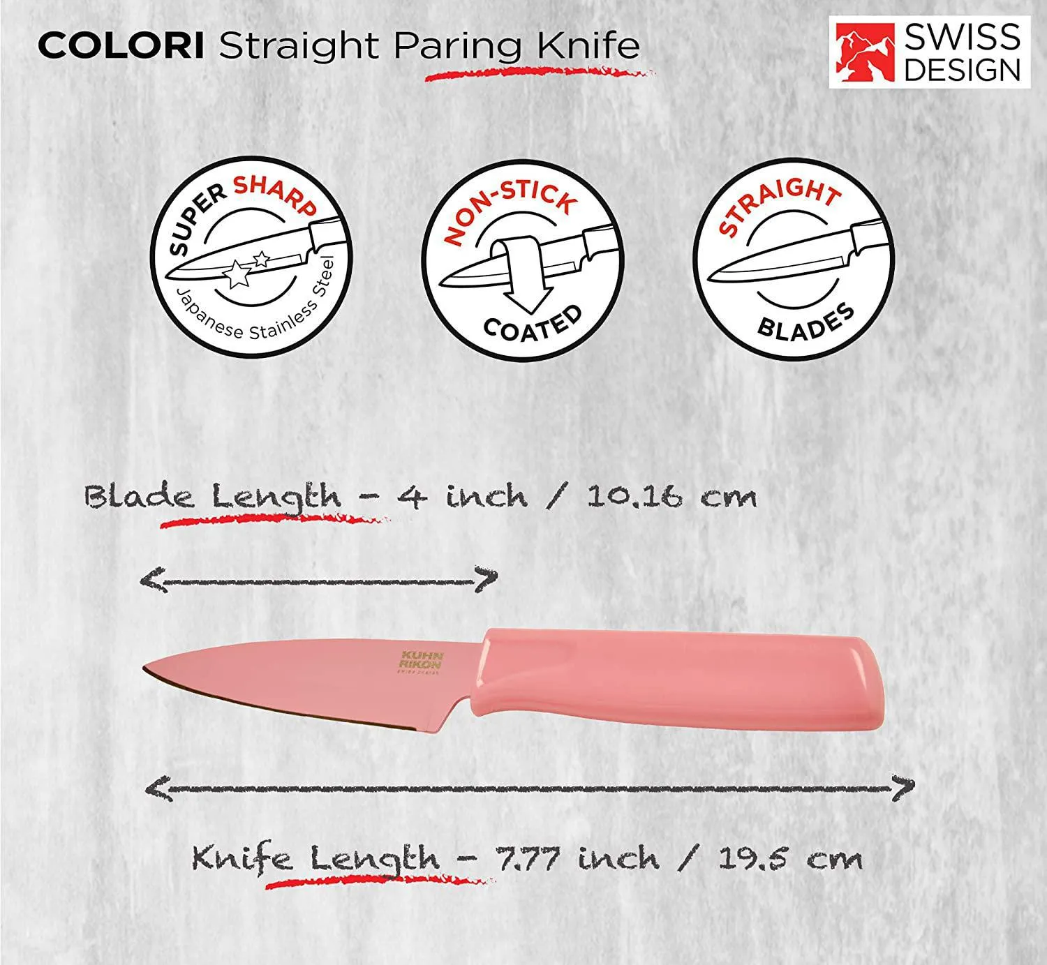 Kuhn Rikon 4" Paring Knife - Bubble Gum