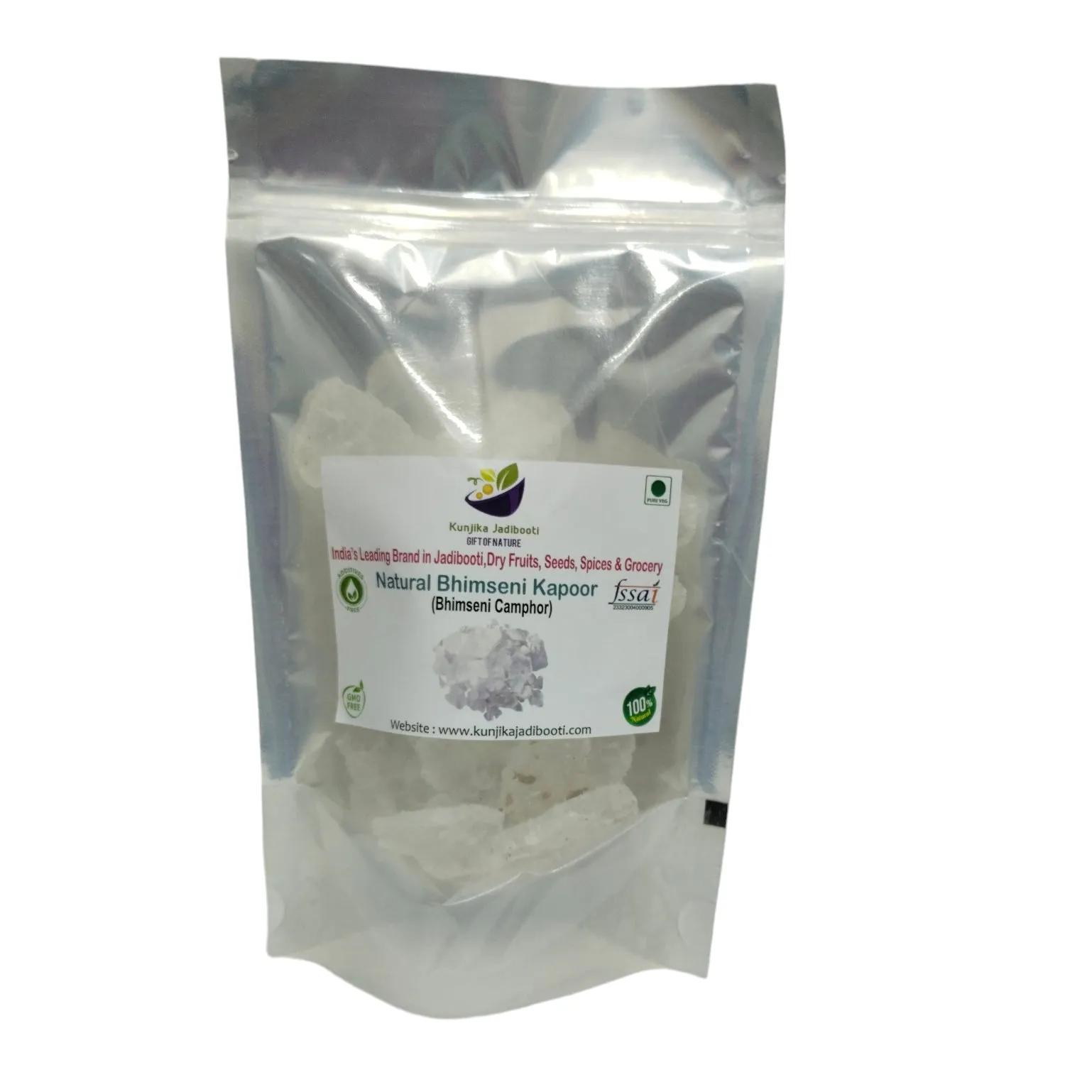 Kunjika Jadibooti Bhimseni Kapoor Original, Bhimseni Camphor Finest for Pooja, Meditation & Diffuser - 100 gm