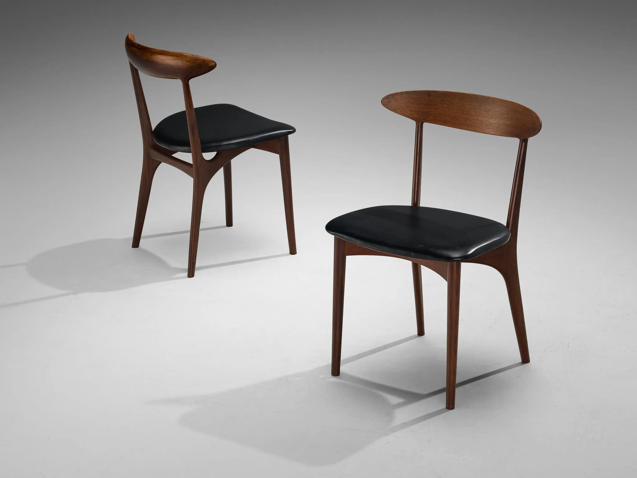 Kurt Østervig Set of Six Dining Chairs in Wood and Leatherette