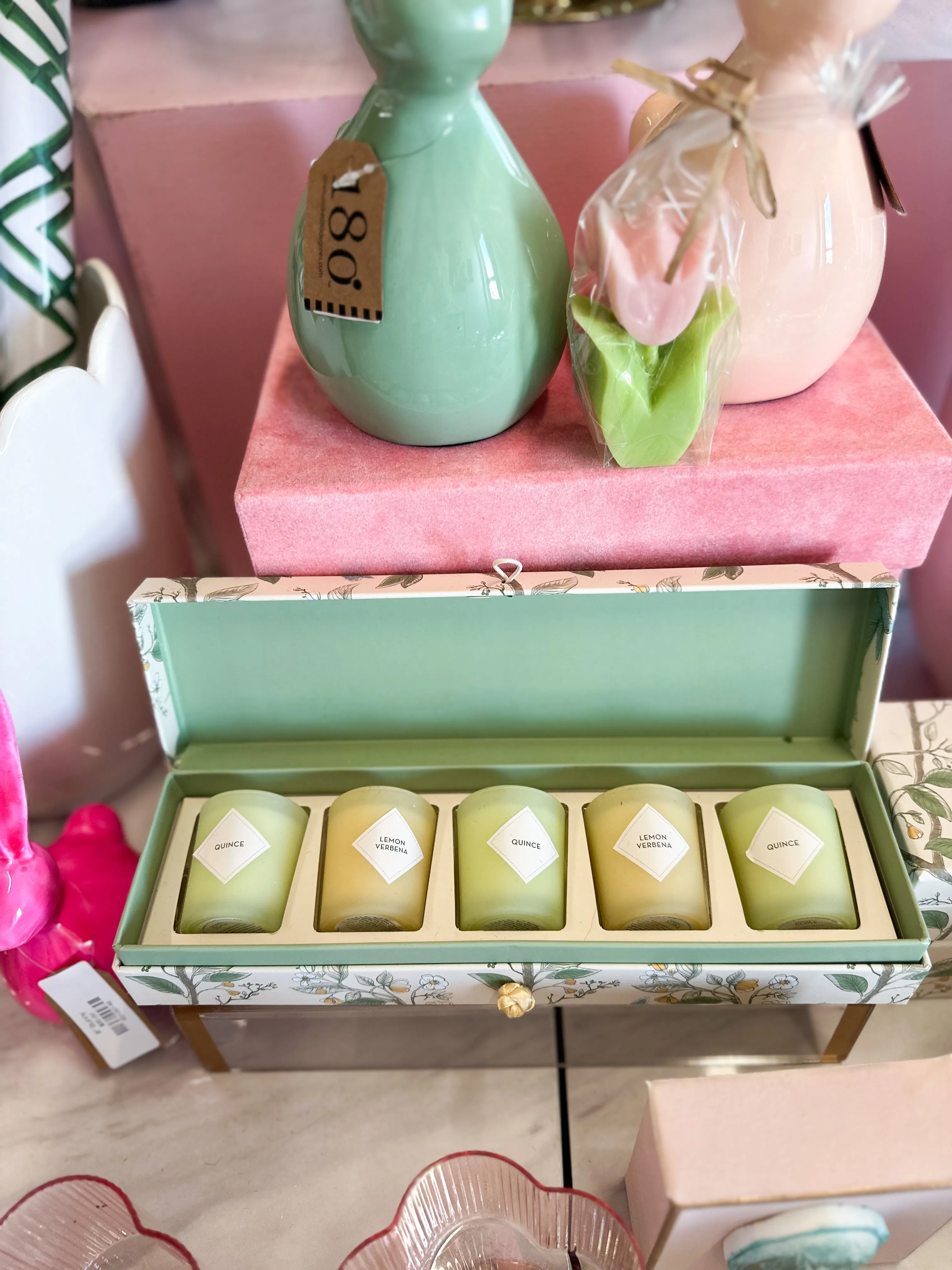 Lemon Verbana Quince Candles, Set of 5