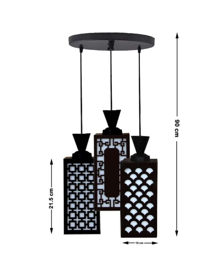 Leopard 3 Shades Wooden Pendant Ceiling Lamp | 8 x 4 x 35 inches