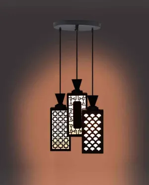 Leopard 3 Shades Wooden Pendant Ceiling Lamp | 8 x 4 x 35 inches
