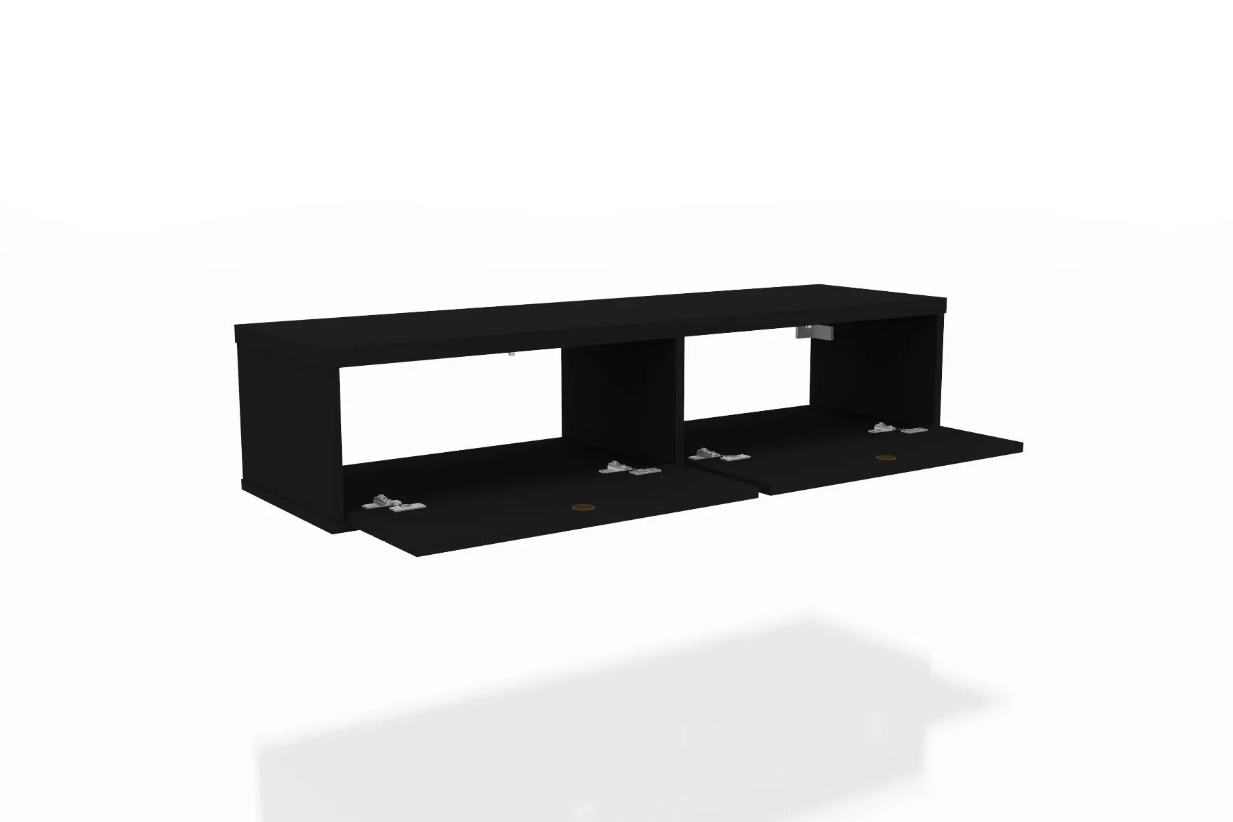 Liberty 42.28 Mid-Century Modern Floating Office Desk with 2 Shelves in Black