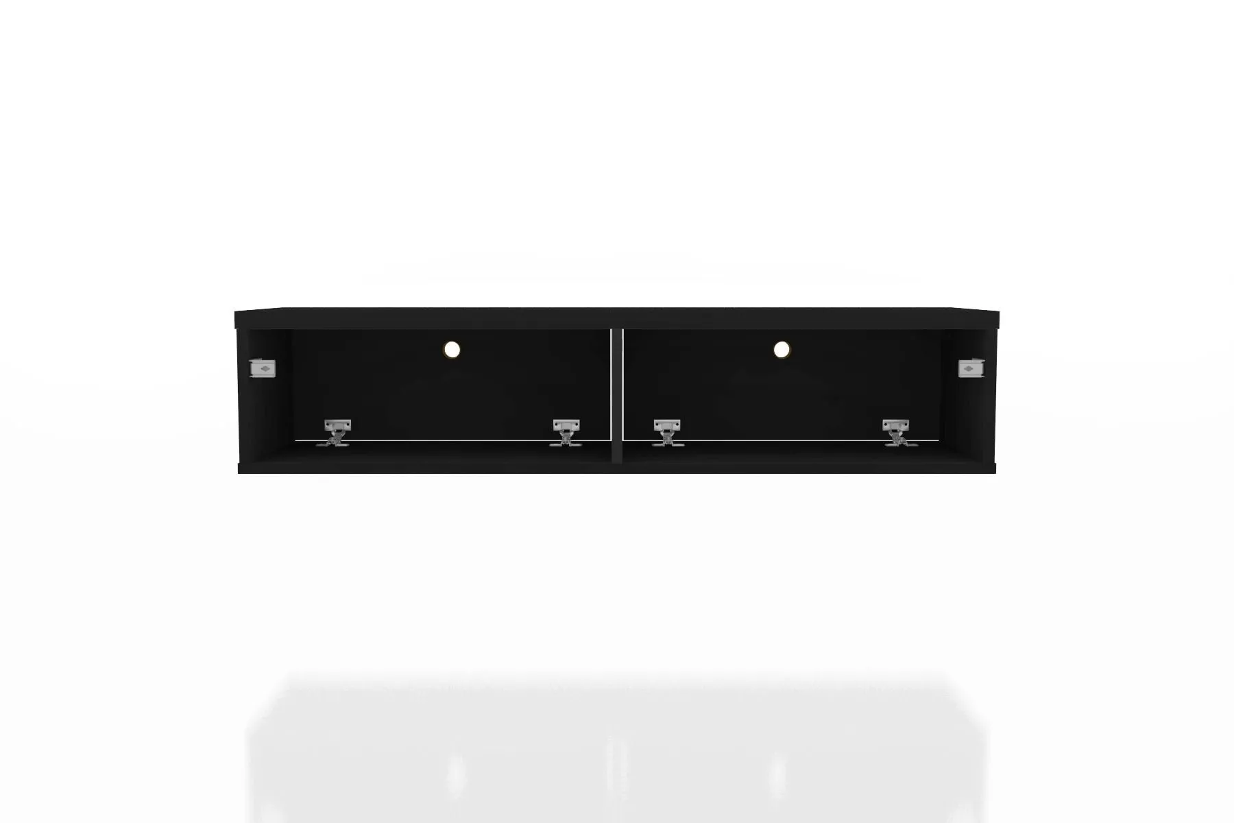 Liberty 42.28 Mid-Century Modern Floating Office Desk with 2 Shelves in Black
