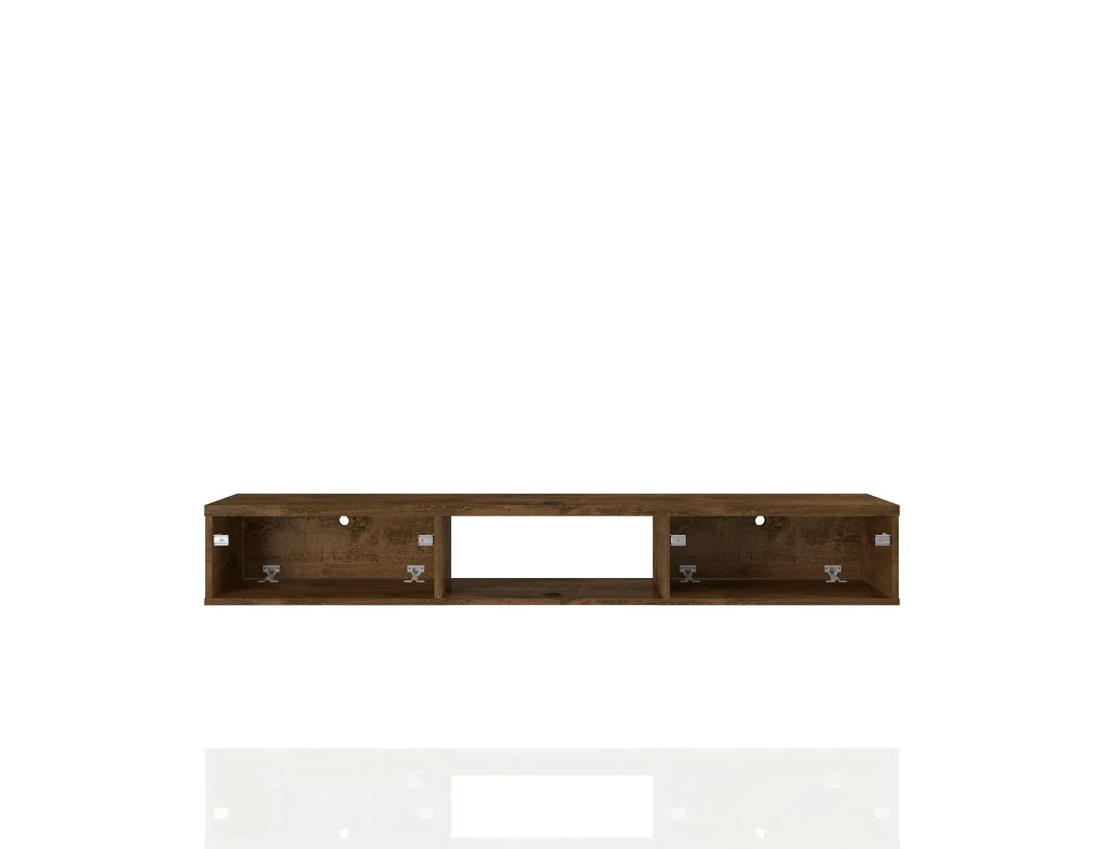 Liberty 62.99 Mid-Century Modern Floating Office Desk with 3 Shelves in Rustic Brown